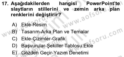Bilgisayar Destekli Temel Tasarım Dersi 2021 - 2022 Yılı Yaz Okulu Sınav Soruları 17. Soru