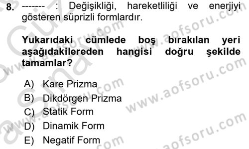 Bilgisayar Destekli Temel Tasarım Dersi 2022 - 2023 Yılı (Vize) Ara Sınav Soruları 8. Soru
