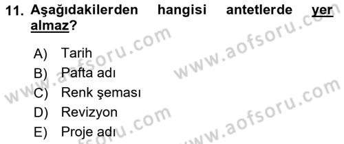 Bilgisayar Destekli Temel Tasarım Dersi 2022 - 2023 Yılı (Final) Dönem Sonu Sınav Soruları 11. Soru