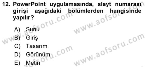 Bilgisayar Destekli Temel Tasarım Dersi 2022 - 2023 Yılı (Final) Dönem Sonu Sınav Soruları 12. Soru