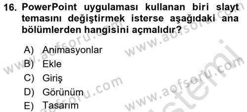 Bilgisayar Destekli Temel Tasarım Dersi 2022 - 2023 Yılı (Final) Dönem Sonu Sınav Soruları 16. Soru