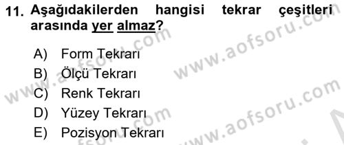 Bilgisayar Destekli Temel Tasarım Dersi 2023 - 2024 Yılı (Vize) Ara Sınav Soruları 11. Soru