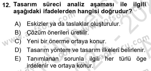 Bilgisayar Destekli Temel Tasarım Dersi 2023 - 2024 Yılı (Vize) Ara Sınav Soruları 12. Soru