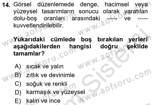 Bilgisayar Destekli Temel Tasarım Dersi 2023 - 2024 Yılı (Vize) Ara Sınav Soruları 14. Soru