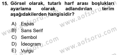 Bilgisayar Destekli Temel Tasarım Dersi 2023 - 2024 Yılı (Final) Dönem Sonu Sınavı 15. Soru