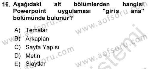 Bilgisayar Destekli Temel Tasarım Dersi 2023 - 2024 Yılı (Final) Dönem Sonu Sınav Soruları 16. Soru