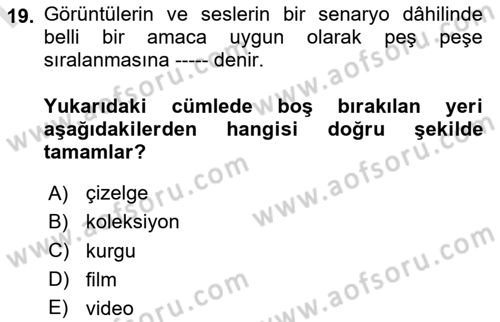 Bilgisayar Destekli Temel Tasarım Dersi 2023 - 2024 Yılı (Final) Dönem Sonu Sınav Soruları 19. Soru