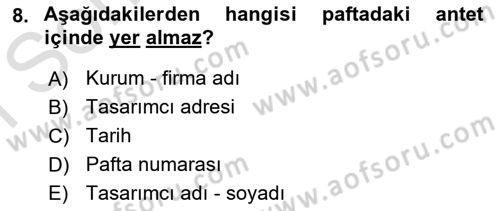 Bilgisayar Destekli Temel Tasarım Dersi 2023 - 2024 Yılı (Final) Dönem Sonu Sınav Soruları 8. Soru