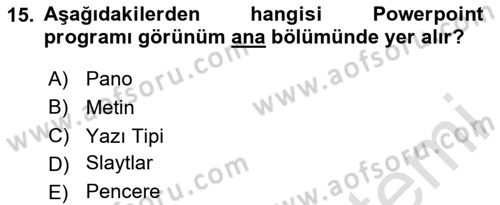 Bilgisayar Destekli Temel Tasarım Dersi 2023 - 2024 Yılı Yaz Okulu Sınav Soruları 15. Soru