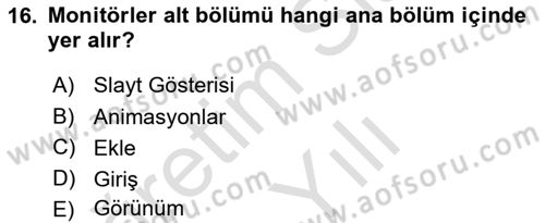 Bilgisayar Destekli Temel Tasarım Dersi 2023 - 2024 Yılı Yaz Okulu Sınav Soruları 16. Soru