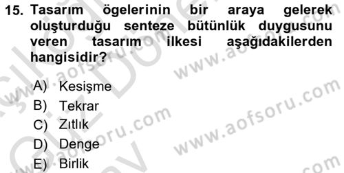 Bilgisayar Destekli Temel Tasarım Dersi 2024 - 2025 Yılı (Vize) Ara Sınav Soruları 15. Soru