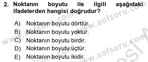 Bilgisayar Destekli Temel Tasarım Dersi 2024 - 2025 Yılı (Vize) Ara Sınav Soruları 2. Soru