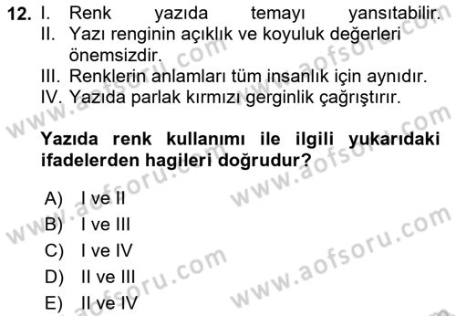 Bilgisayar Destekli Temel Tasarım Dersi 2024 - 2025 Yılı (Final) Dönem Sonu Sınav Soruları 12. Soru