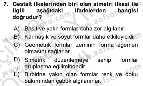 Bilgisayar Destekli Temel Tasarım Dersi 2024 - 2025 Yılı Yaz Okulu Sınav Soruları 7. Soru