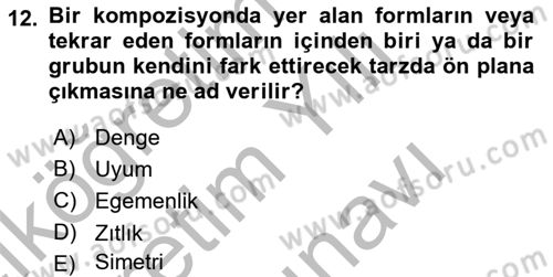 Bilgisayar Destekli Temel Tasarım Dersi 2025 - 2026 Yılı (Vize) Ara Sınav Soruları 12. Soru