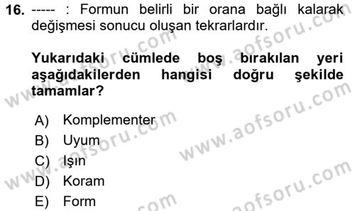 Bilgisayar Destekli Temel Tasarım Dersi 2025 - 2026 Yılı (Vize) Ara Sınav Soruları 16. Soru