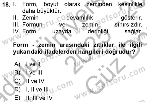 Bilgisayar Destekli Temel Tasarım Dersi 2025 - 2026 Yılı (Vize) Ara Sınav Soruları 18. Soru