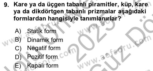 Bilgisayar Destekli Temel Tasarım Dersi 2025 - 2026 Yılı (Vize) Ara Sınav Soruları 9. Soru
