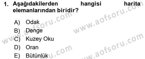 Bilgisayar Destekli Harita Yapımı 1 Dersi Ara Sınavı Deneme Sınav Soruları 1. Soru