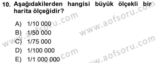 Bilgisayar Destekli Harita Yapımı 1 Dersi Ara Sınavı Deneme Sınav Soruları 10. Soru
