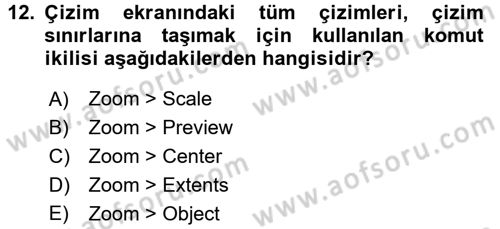 Bilgisayar Destekli Harita Yapımı 1 Dersi 2016 - 2017 Yılı (Vize) Ara Sınav Soruları 12. Soru