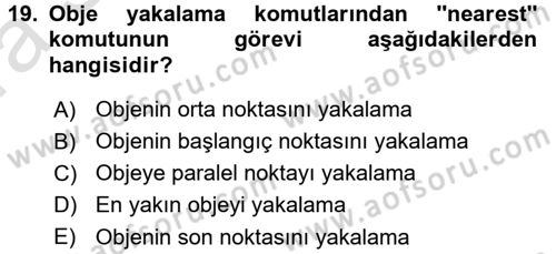 Bilgisayar Destekli Harita Yapımı 1 Dersi Ara Sınavı Deneme Sınav Soruları 19. Soru