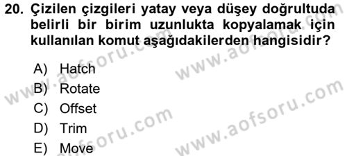 Bilgisayar Destekli Harita Yapımı 1 Dersi Ara Sınavı Deneme Sınav Soruları 20. Soru