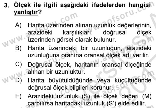 Bilgisayar Destekli Harita Yapımı 1 Dersi 2016 - 2017 Yılı (Vize) Ara Sınav Soruları 3. Soru