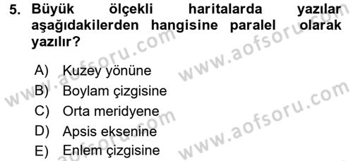 Bilgisayar Destekli Harita Yapımı 1 Dersi 2016 - 2017 Yılı (Vize) Ara Sınav Soruları 5. Soru