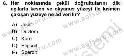Bilgisayar Destekli Harita Yapımı 1 Dersi 2016 - 2017 Yılı (Vize) Ara Sınav Soruları 6. Soru