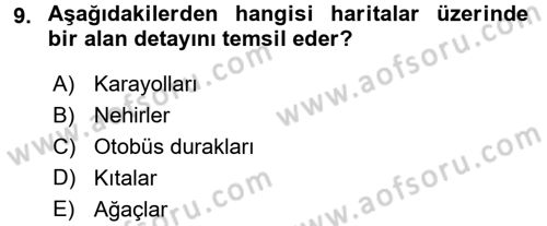 Bilgisayar Destekli Harita Yapımı 1 Dersi 2016 - 2017 Yılı (Vize) Ara Sınav Soruları 9. Soru