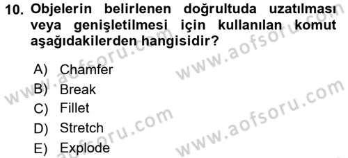 Bilgisayar Destekli Harita Yapımı 1 Dersi Dönem Sonu Sınavı Deneme Sınav Soruları 10. Soru