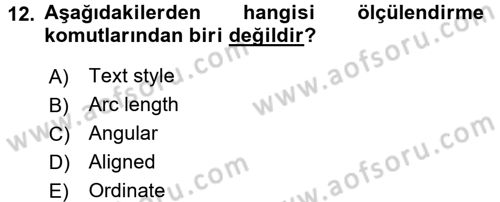 Bilgisayar Destekli Harita Yapımı 1 Dersi Dönem Sonu Sınavı Deneme Sınav Soruları 12. Soru