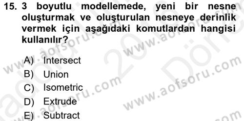 Bilgisayar Destekli Harita Yapımı 1 Dersi Dönem Sonu Sınavı Deneme Sınav Soruları 15. Soru