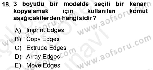 Bilgisayar Destekli Harita Yapımı 1 Dersi Dönem Sonu Sınavı Deneme Sınav Soruları 18. Soru