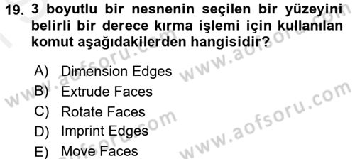 Bilgisayar Destekli Harita Yapımı 1 Dersi Dönem Sonu Sınavı Deneme Sınav Soruları 19. Soru