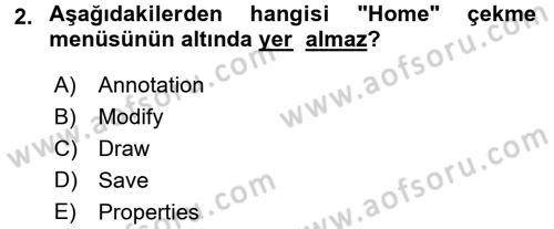 Bilgisayar Destekli Harita Yapımı 1 Dersi Dönem Sonu Sınavı Deneme Sınav Soruları 2. Soru