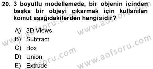 Bilgisayar Destekli Harita Yapımı 1 Dersi Dönem Sonu Sınavı Deneme Sınav Soruları 20. Soru