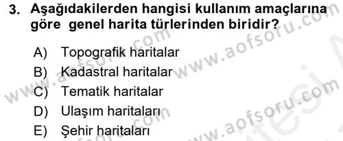 Bilgisayar Destekli Harita Yapımı 1 Dersi Dönem Sonu Sınavı Deneme Sınav Soruları 3. Soru