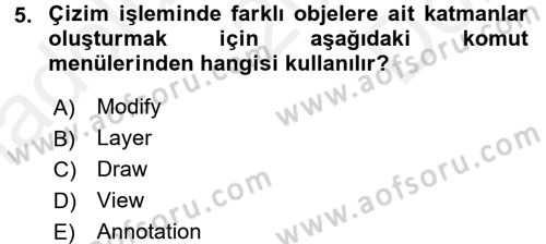 Bilgisayar Destekli Harita Yapımı 1 Dersi Dönem Sonu Sınavı Deneme Sınav Soruları 5. Soru