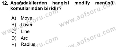 Bilgisayar Destekli Harita Yapımı 1 Dersi 2017 - 2018 Yılı (Vize) Ara Sınav Soruları 12. Soru