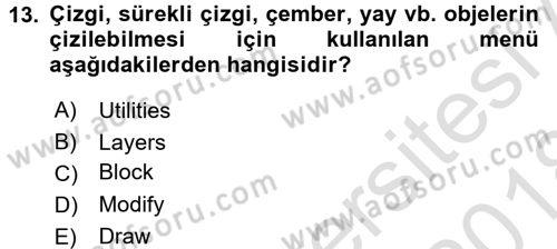 Bilgisayar Destekli Harita Yapımı 1 Dersi Ara Sınavı Deneme Sınav Soruları 13. Soru