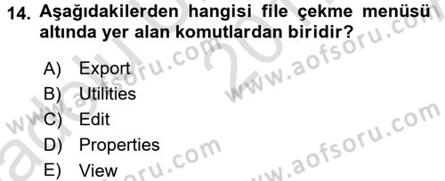 Bilgisayar Destekli Harita Yapımı 1 Dersi Ara Sınavı Deneme Sınav Soruları 14. Soru
