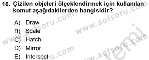 Bilgisayar Destekli Harita Yapımı 1 Dersi 2017 - 2018 Yılı (Vize) Ara Sınav Soruları 16. Soru
