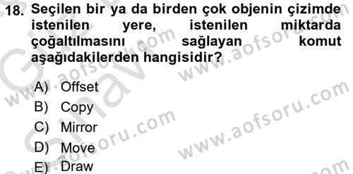 Bilgisayar Destekli Harita Yapımı 1 Dersi Ara Sınavı Deneme Sınav Soruları 18. Soru
