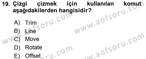 Bilgisayar Destekli Harita Yapımı 1 Dersi 2017 - 2018 Yılı (Vize) Ara Sınav Soruları 19. Soru