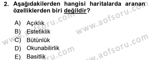Bilgisayar Destekli Harita Yapımı 1 Dersi 2017 - 2018 Yılı (Vize) Ara Sınav Soruları 2. Soru