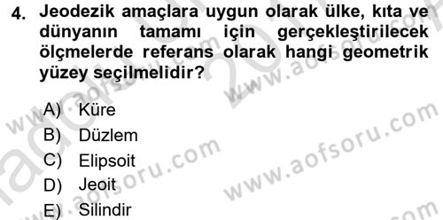 Bilgisayar Destekli Harita Yapımı 1 Dersi 2017 - 2018 Yılı (Vize) Ara Sınavı 4. Soru