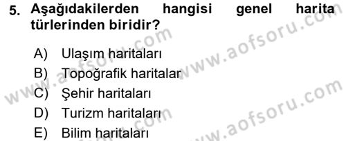 Bilgisayar Destekli Harita Yapımı 1 Dersi 2017 - 2018 Yılı (Vize) Ara Sınavı 5. Soru