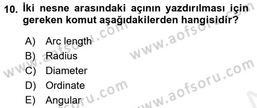 Bilgisayar Destekli Harita Yapımı 1 Dersi Dönem Sonu Sınavı Deneme Sınav Soruları 10. Soru